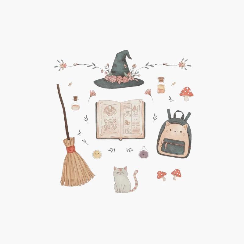 Magical Witch's Essential Items Collection Cotton Tote Bag