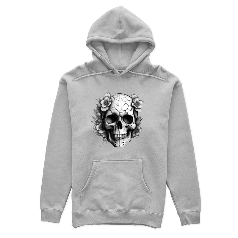 Cracked Skull with Flowers Female Pullover Hoodie