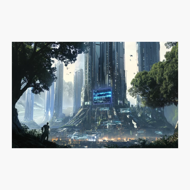 Futuristic Metropolis: Where Nature Meets Technological Utopia Travel Mug