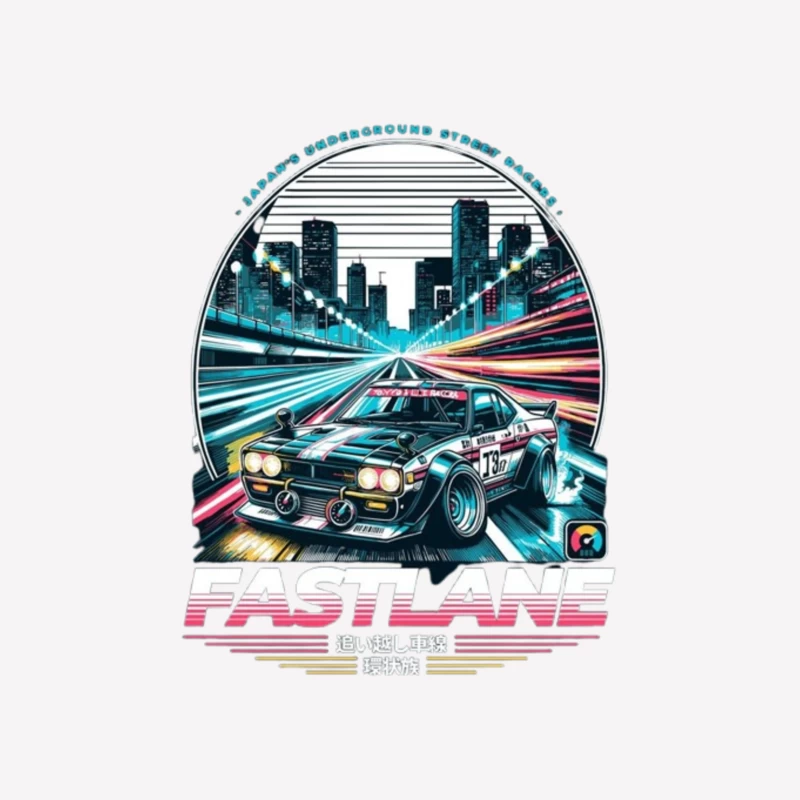 Retro Sports Car Racing Through Neon Cityscape - Synthwave Style Female T-Shirt