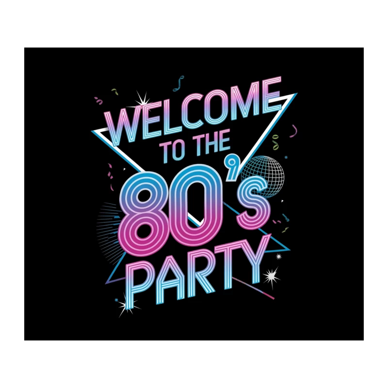 Neon 80s Party Welcome Sign with Disco Ball Tapestry