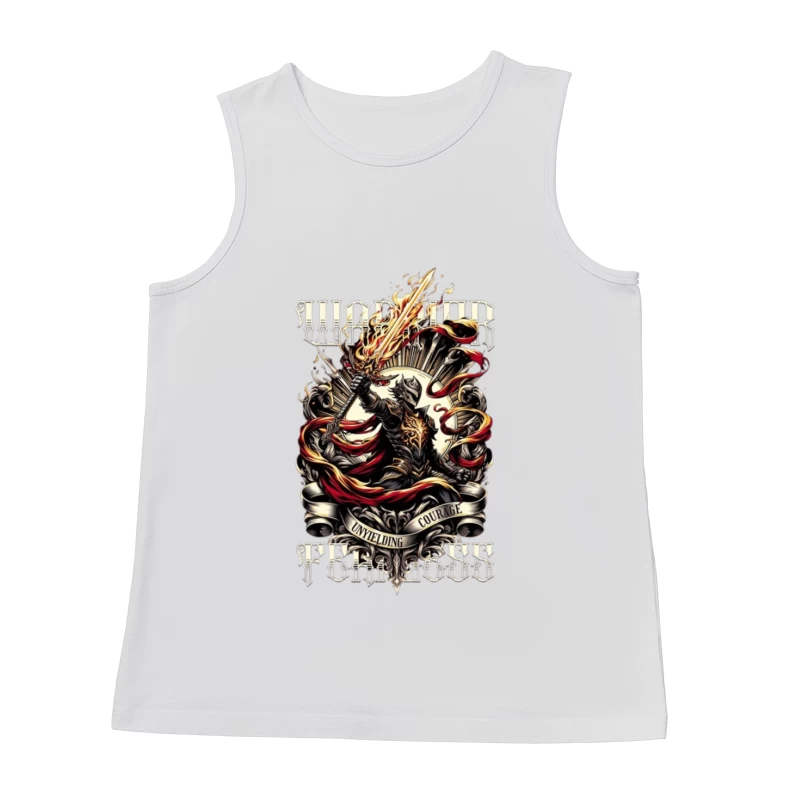 Unyielding Courage: Dark Fantasy Warrior with Flaming Sword Male Tank Top