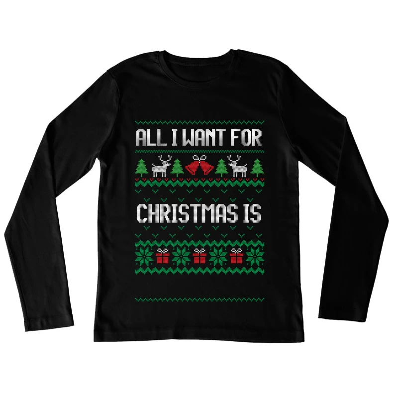 Motif de Noël avec rennes et cloches Femme Manches Longues T-Shirt