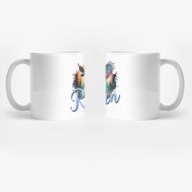 Ethereal Angel Reborn in Mystical Forest Sunset Coffee Mug