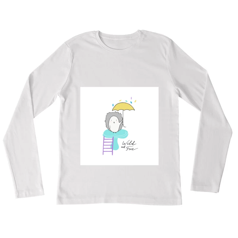 Hérisson mignon avec parapluie Femme Manches Longues T-Shirt