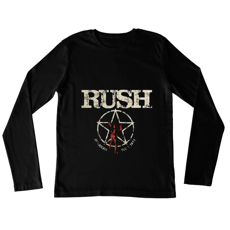 Rush Band Vintage Logo with Pentagram Star Design Female Long Sleeve T-Shirt