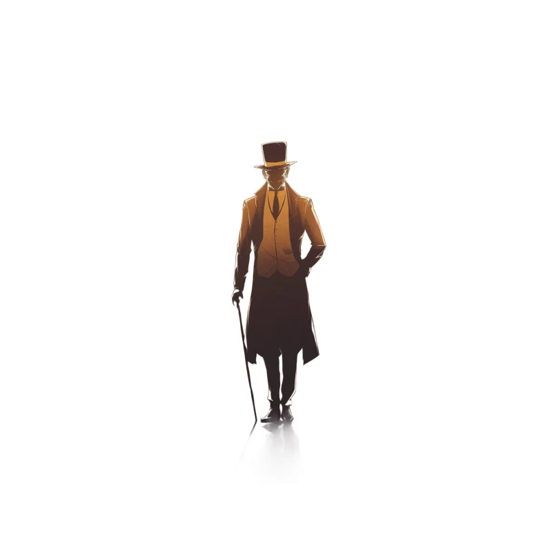 Elegant Vintage Gentleman Silhouette with Top Hat and Cane Tapestry