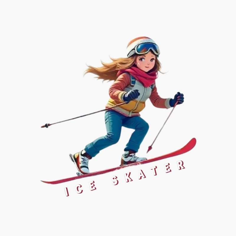 Animated Ice Skater in Winter Sports Gear Cotton Tote Bag