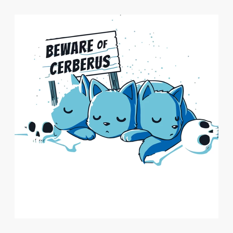 Cute Sleeping Cerberus: Beware of Blue Cat Guardian Pin