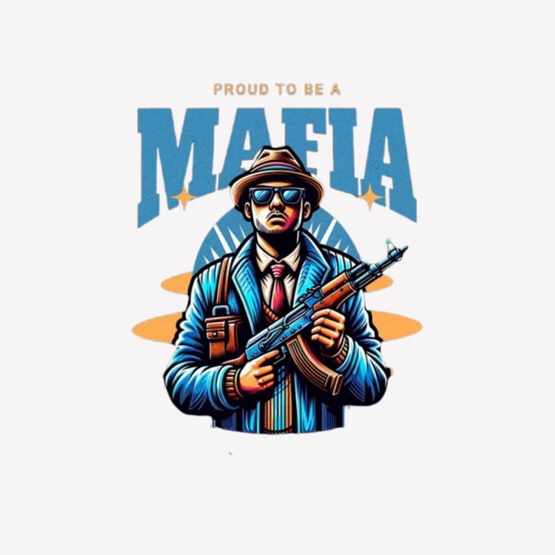 Vintage-Style Mafia Gangster Illustration with Weapon Male T-Shirt