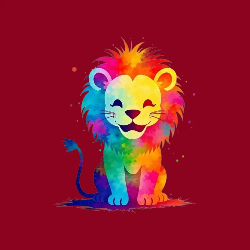 Colorful Cartoon Lion Illustration Mouse Pad