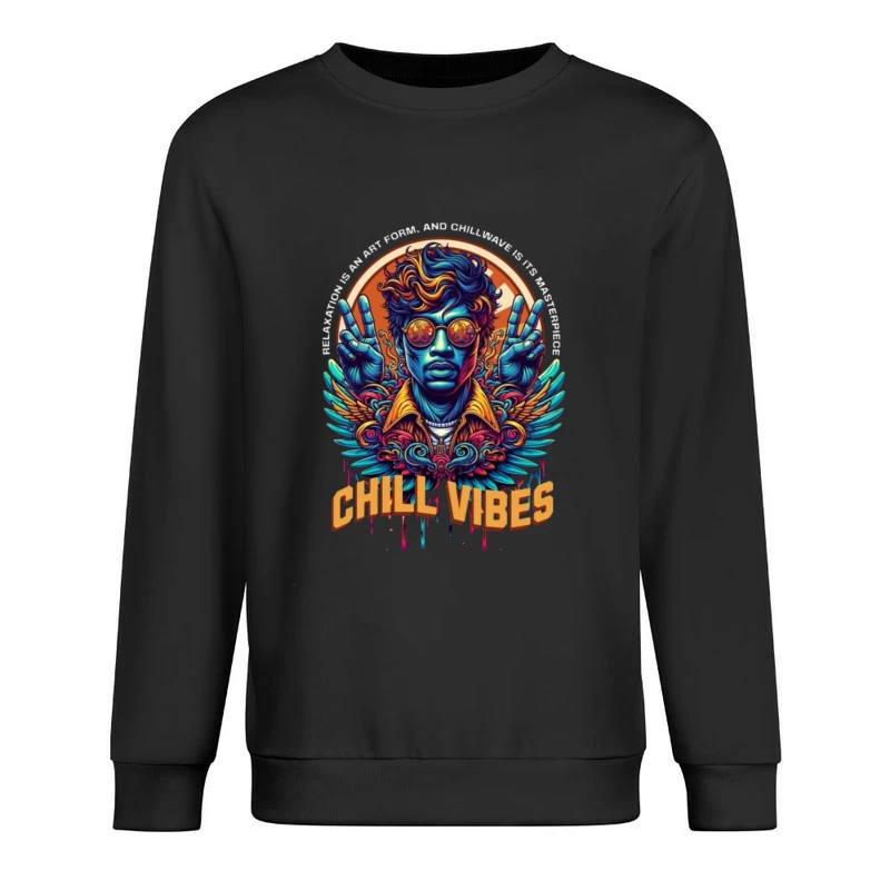 Psychedelic Peace and Chill Vibes Retro Art Design Male Pullover Sweatshirt