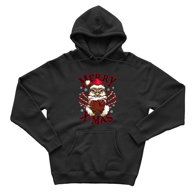 Muscle Santa: Merry X-Mas with Attitude Male Pullover Hoodie