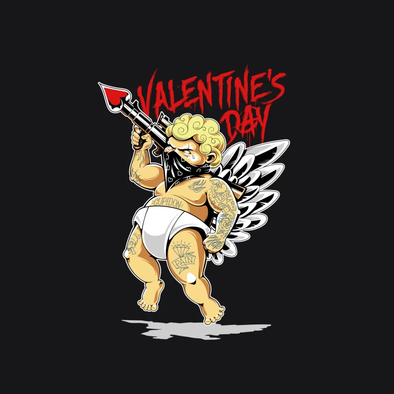 Verstörender Valentins-Engel mit Waffe Herren Pullover Hoodie