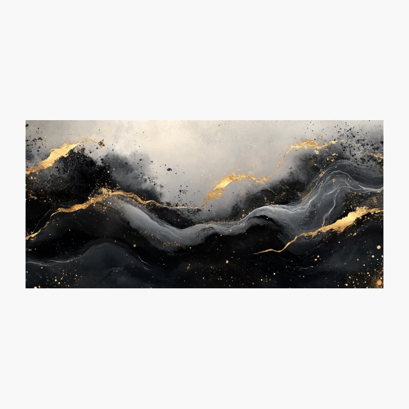 Luxurious Gold and Black Abstract Fluid Art Coffee Mug