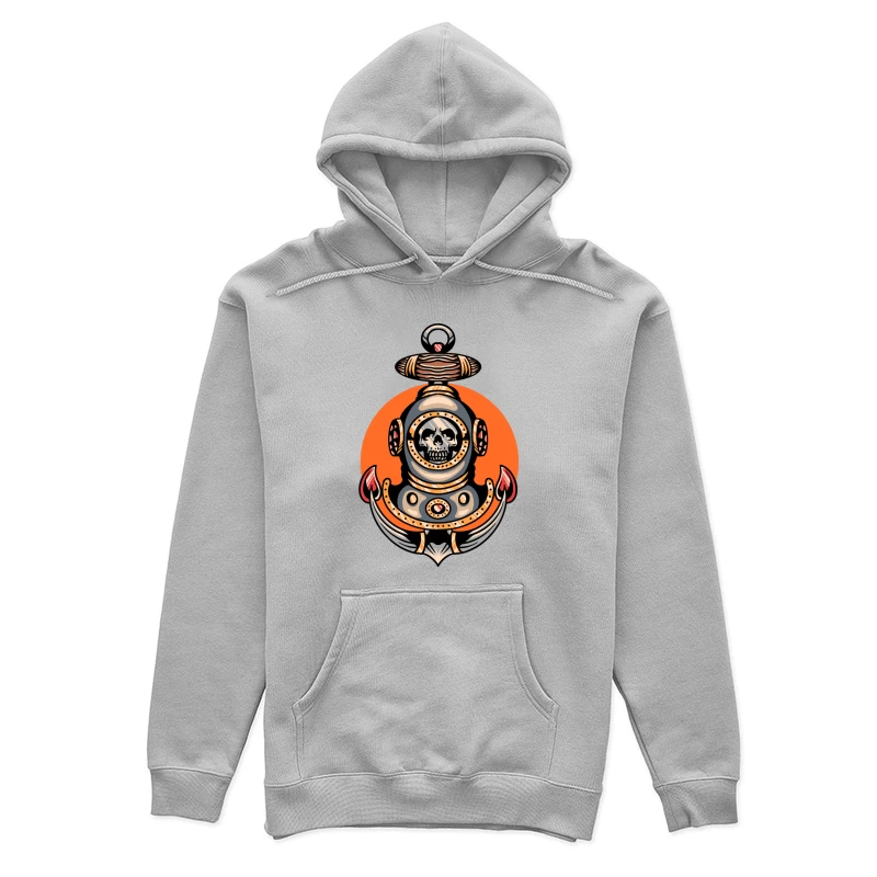 Vintage Nautical Skull Diving Helmet Illustration Female Pullover Hoodie