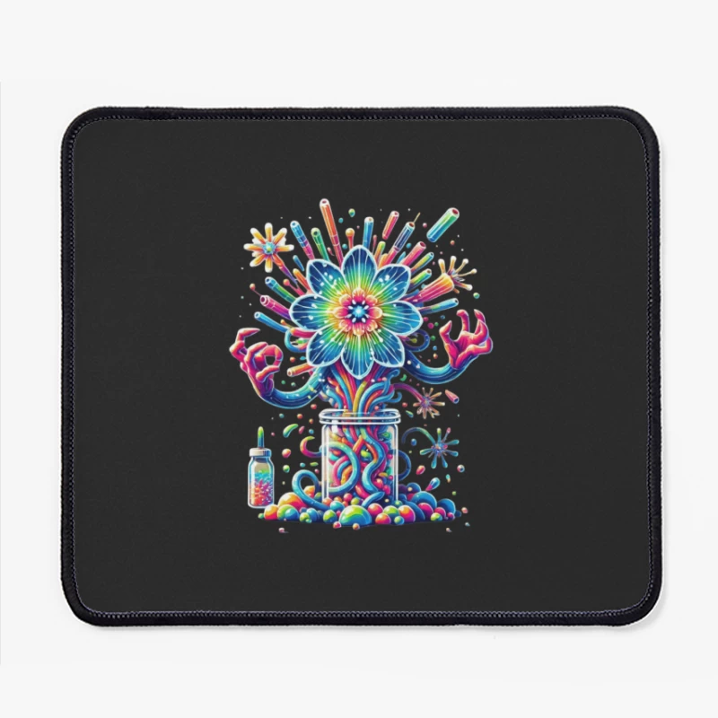 Vibrant Rainbow Flower Explosion from Mason Jar Mouse Pad