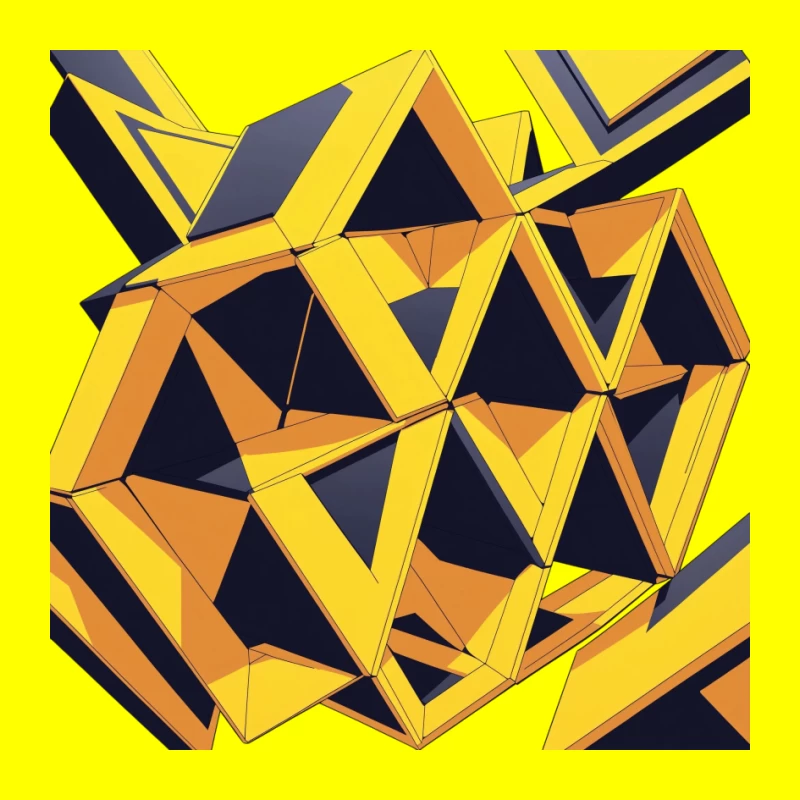 Abstract Geometric Shapes in Yellow and Black Pin