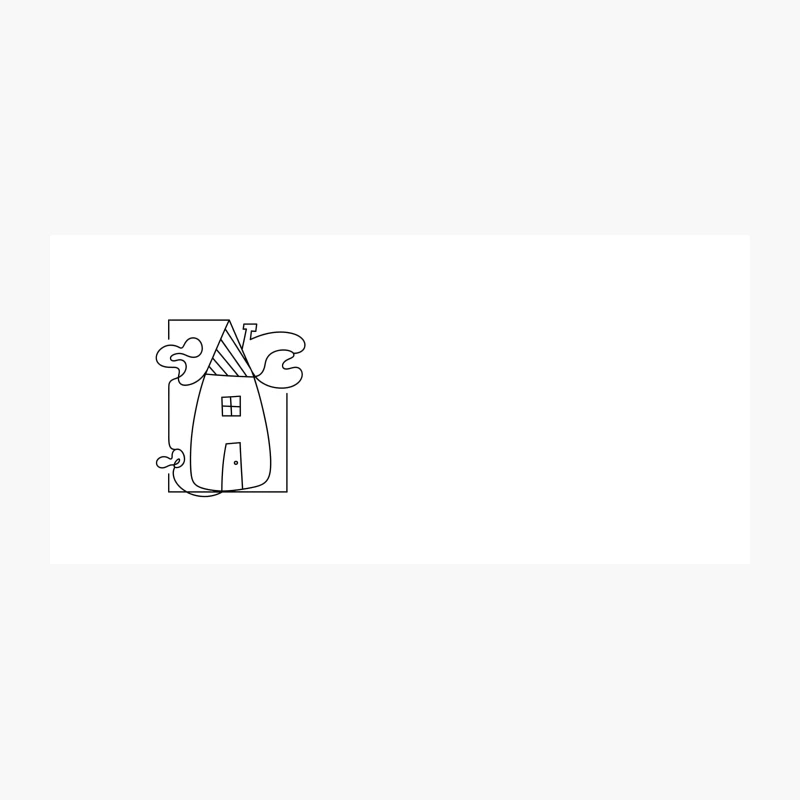 Simple Cartoon House Outline with Clouds Coffee Mug
