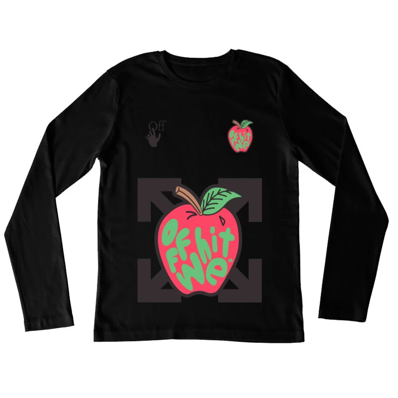 Buntes Apfeldesign mit Text Damen Langarm T-Shirt