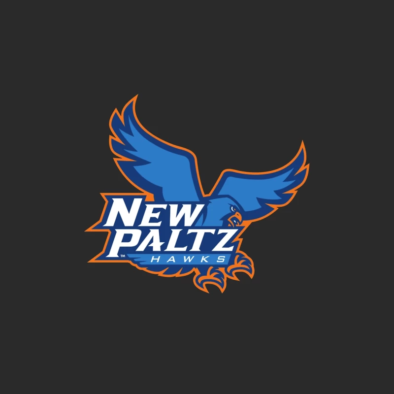 New Paltz Hawks Athletic Logo with Blue Hawk Mascot Baseball Cap