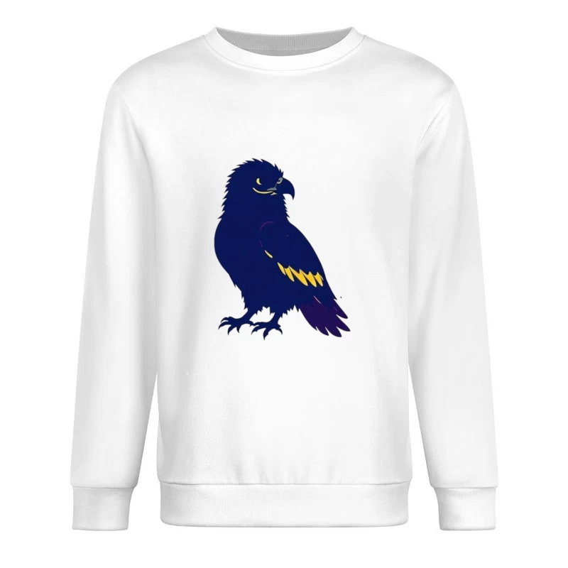 Stylized Navy Blue Raven Mascot Illustration Male Pullover Sweatshirt