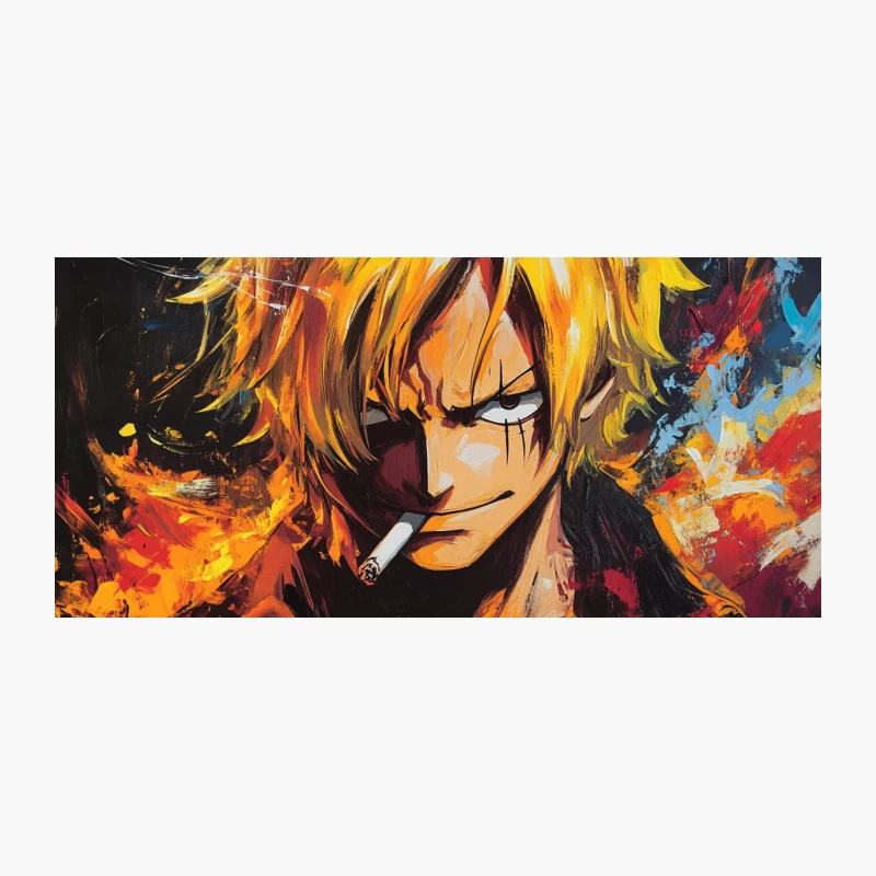 Vibrant Artwork of Intense Anime Character with Blonde Hair Coffee Mug