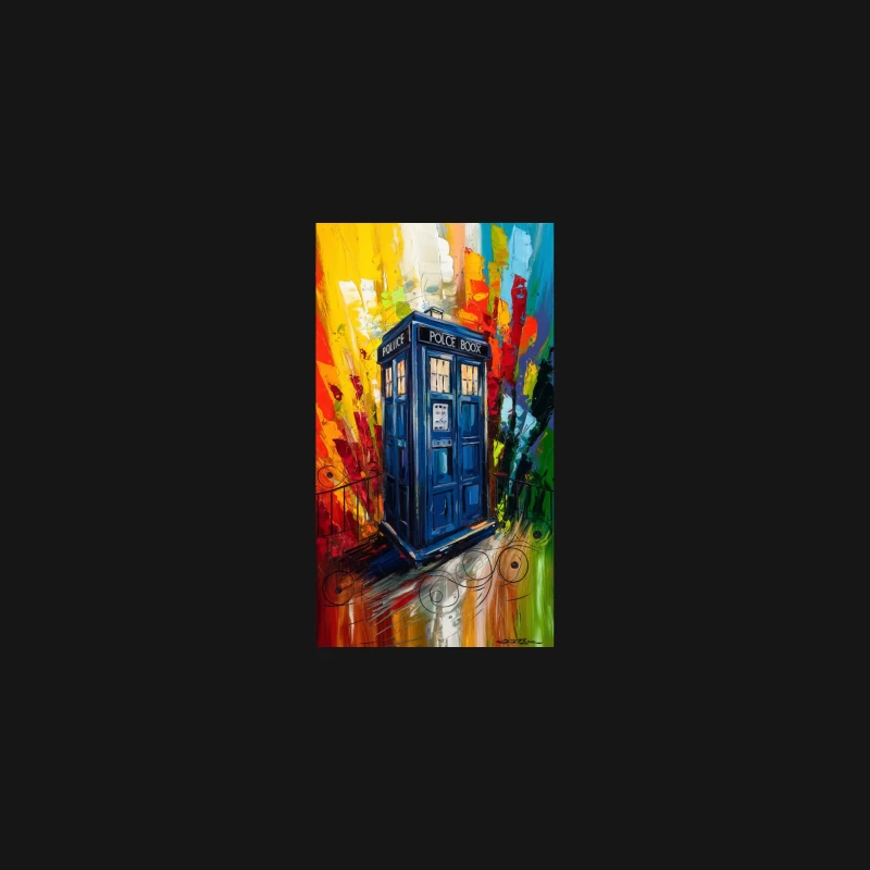 Vibrant TARDIS: Doctor Who's Time Machine in Abstract Art Desk Mat