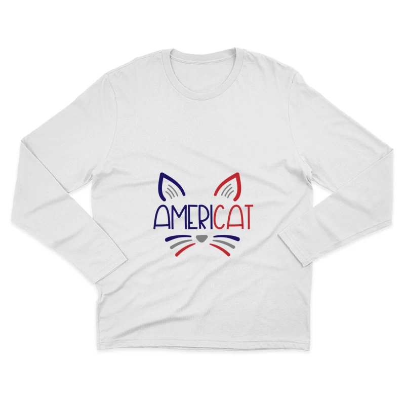 Design de chat patriotique Americat Homme Manches Longues T-Shirt