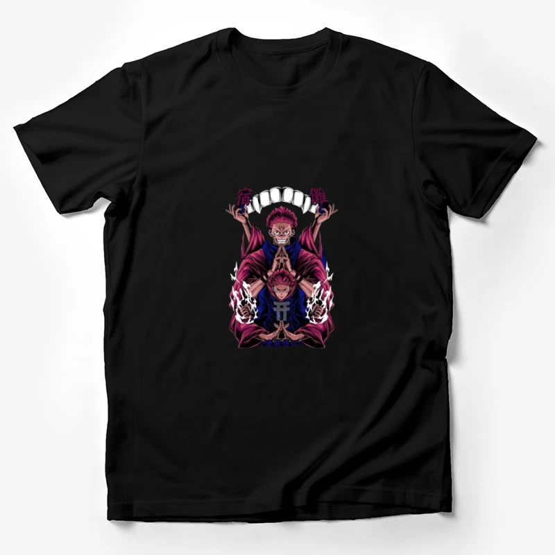 Doppeltes Dämonen-Design mit lodernden Händen Herren T-Shirt