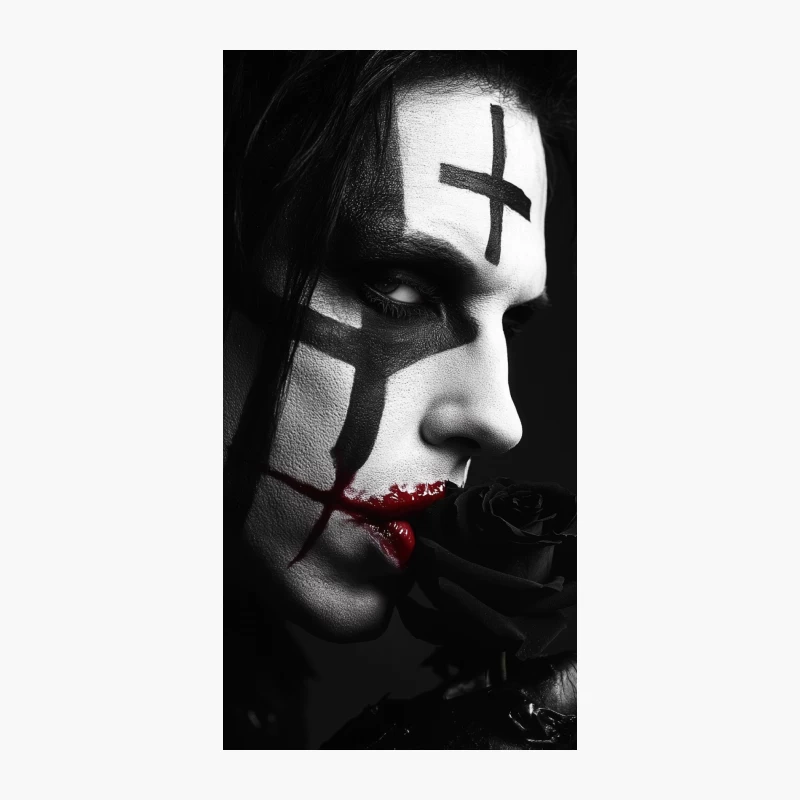Gothic Portrait: Cross Symbols and Dark Rose iPhone Case