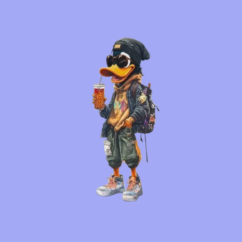 Cool Cartoon Duck with Sunglasses Tapestry