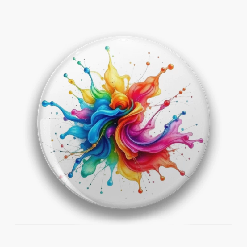 Vibrant Rainbow Paint Splash in Abstract Watercolor Design Pin