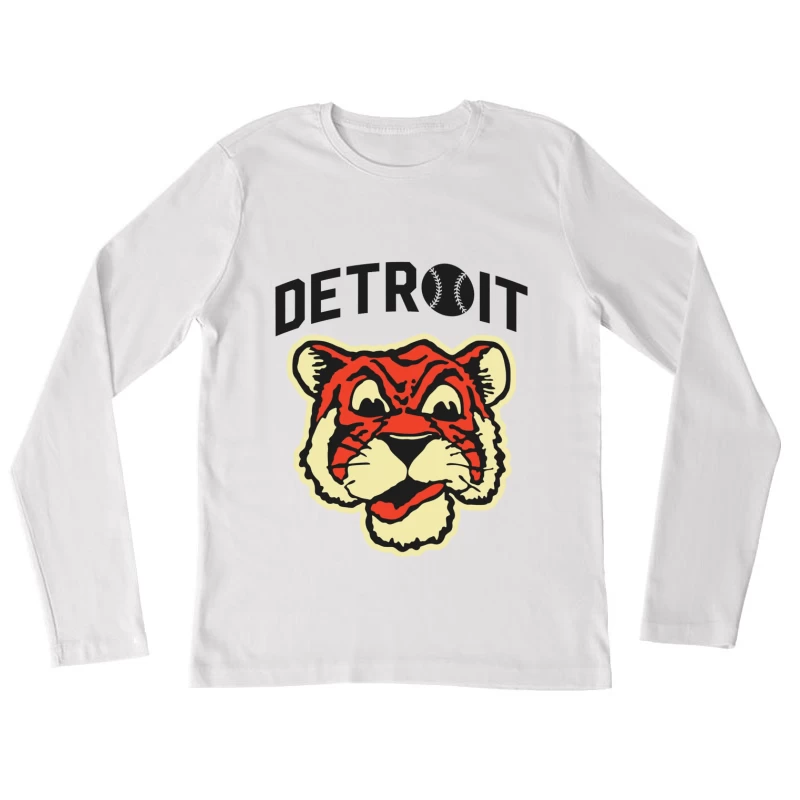 Vintage Detroit Tigers Baseball Team Logo Design Female Long Sleeve T-Shirt