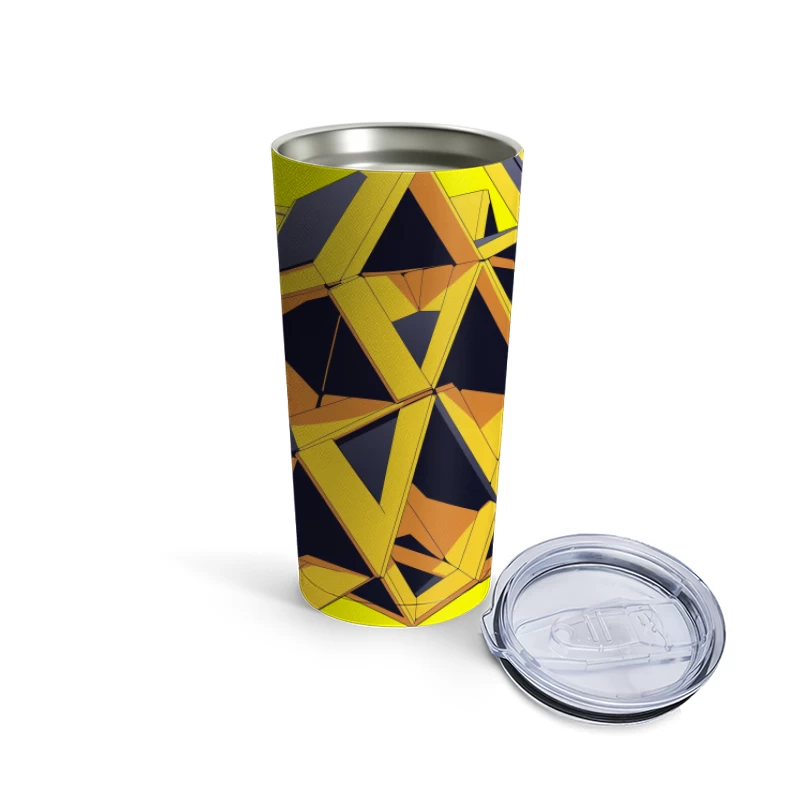 Abstract Geometric Shapes in Yellow and Black Travel Mug
