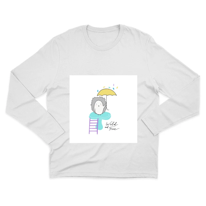 Hérisson mignon avec parapluie Homme Manches Longues T-Shirt