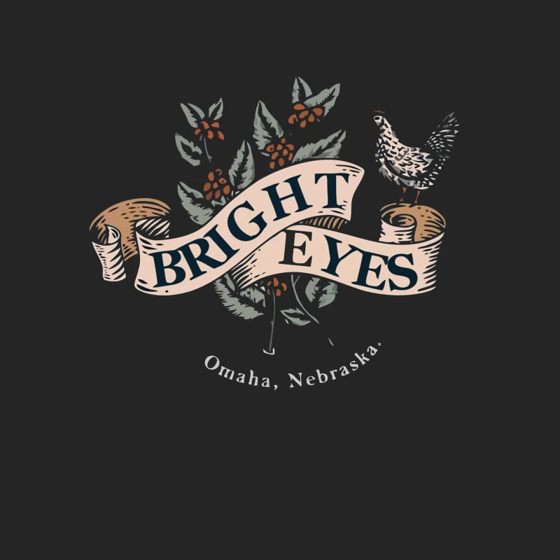 Bright Eyes Vintage Botanical Banner Design from Omaha Male Pullover Sweatshirt