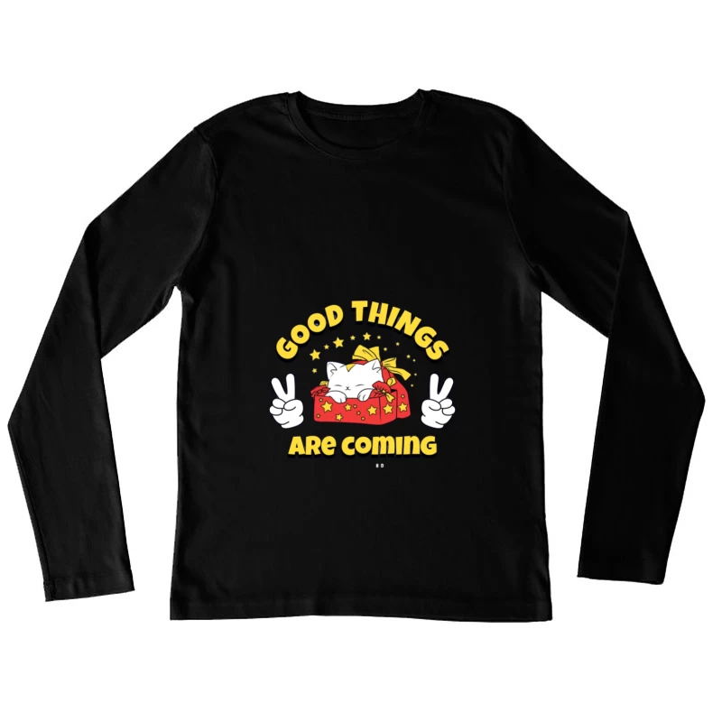 Gute Dinge kommen Glückskatze Damen Langarm T-Shirt