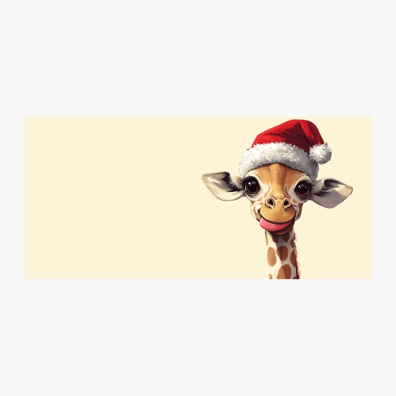 Cute Cartoon Giraffe Wearing Santa Hat Digital Artwork Coffee Mug