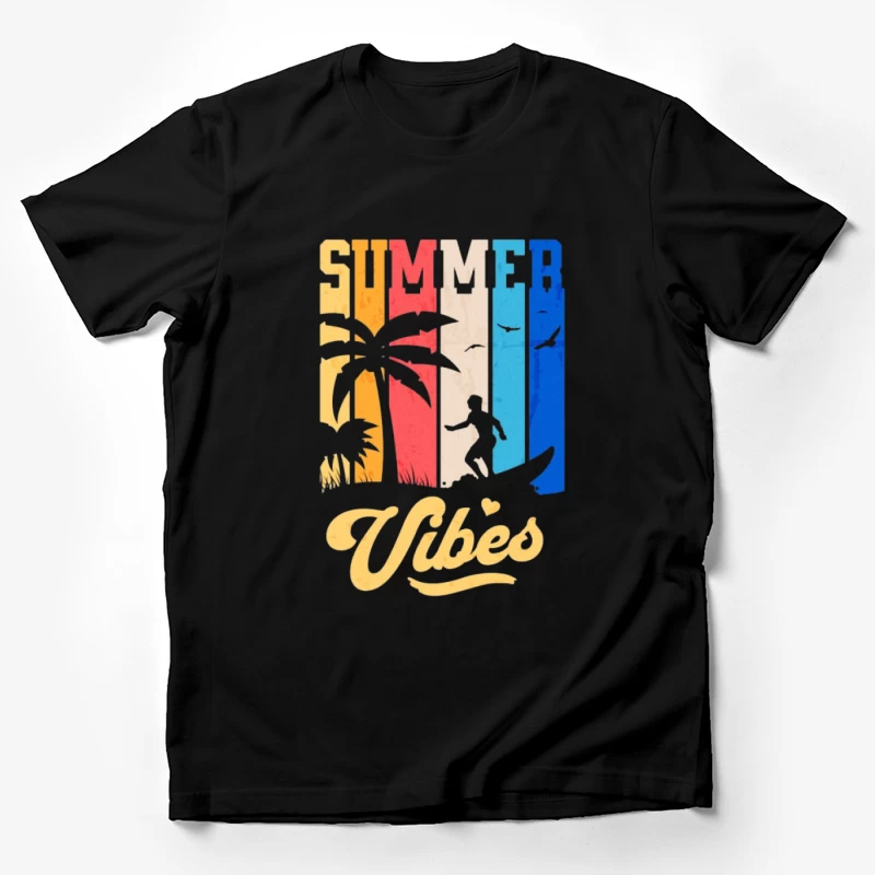 Sommer Vibes mit Palmen und Surfer Herren T-Shirt