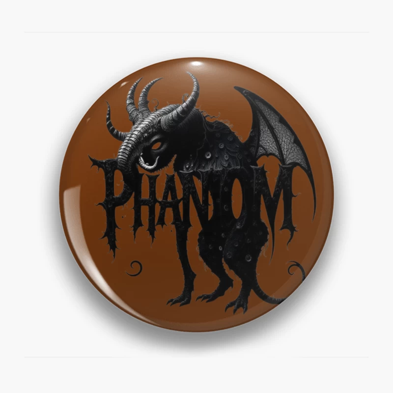 Gothic Phantom Beast with Horns and Wings Dark Art Illustration Pin