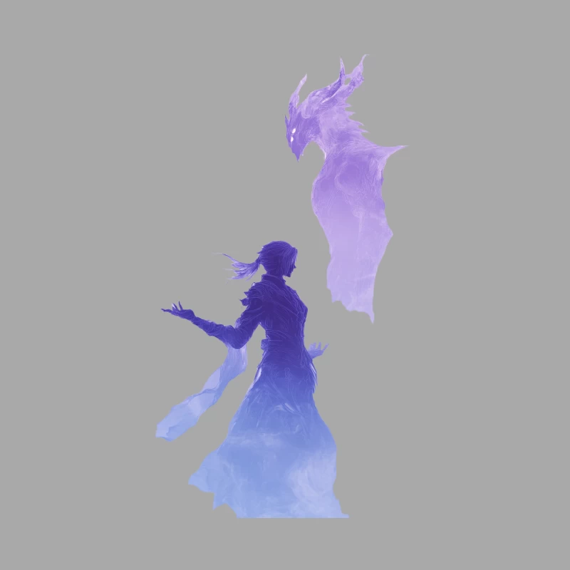 Ethereal Summoning: Dragon Silhouette in Purple Fantasy Male Pullover Hoodie