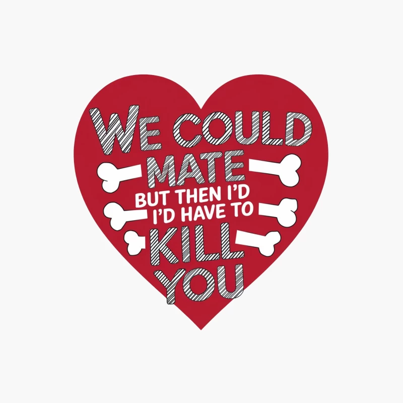 Sarcastic Valentine's Heart with Dark Humor Bone Illustration Cotton Tote Bag