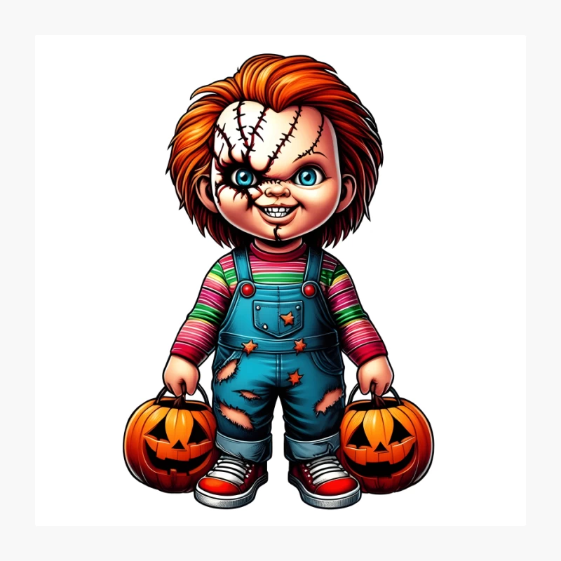 Cartoon Chucky Doll with Halloween Pumpkins Pin
