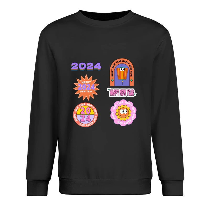 Fröhliches Neues Jahr 2024 mit bunten Grafiken Herren Pullover Sweatshirt