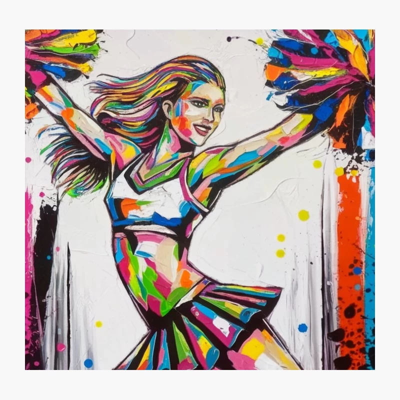Vibrant Abstract Cheerleader: A Colorful Energetic Painting Throw Pillow
