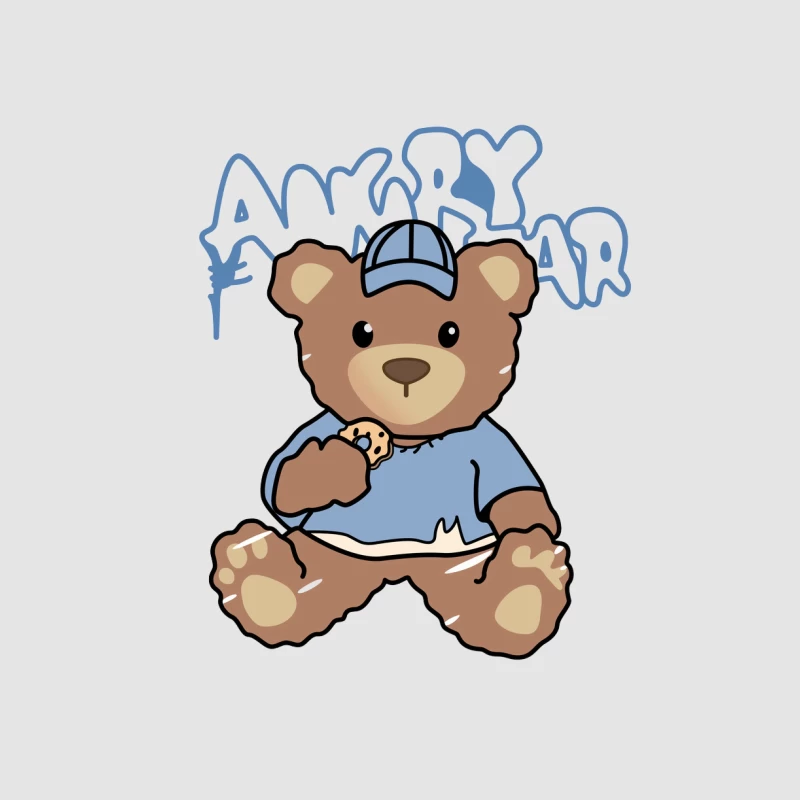 Wütender Teddy mit Keks Herren Pullover Hoodie