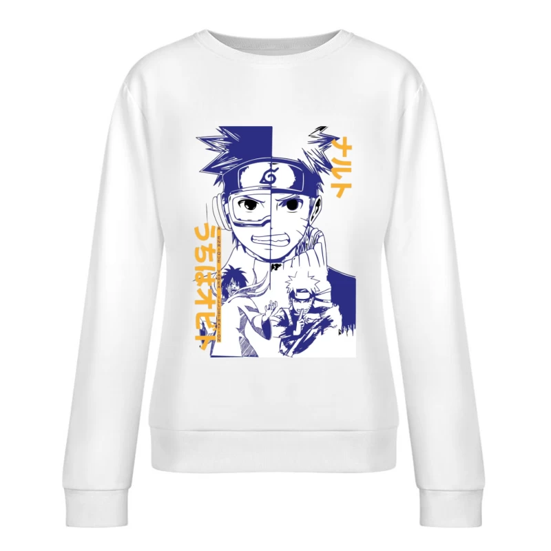 Naruto Doppelporträt Illustrationsdesign Damen Pullover Sweatshirt