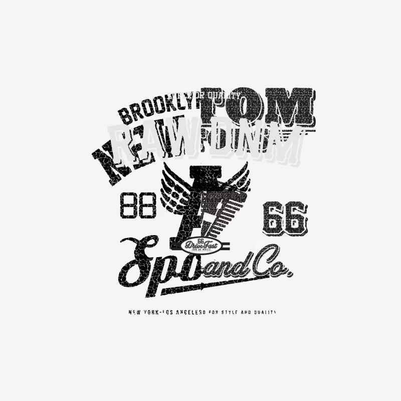 Rohes Denim-Design mit Route 66 Motiv Herren T-Shirt