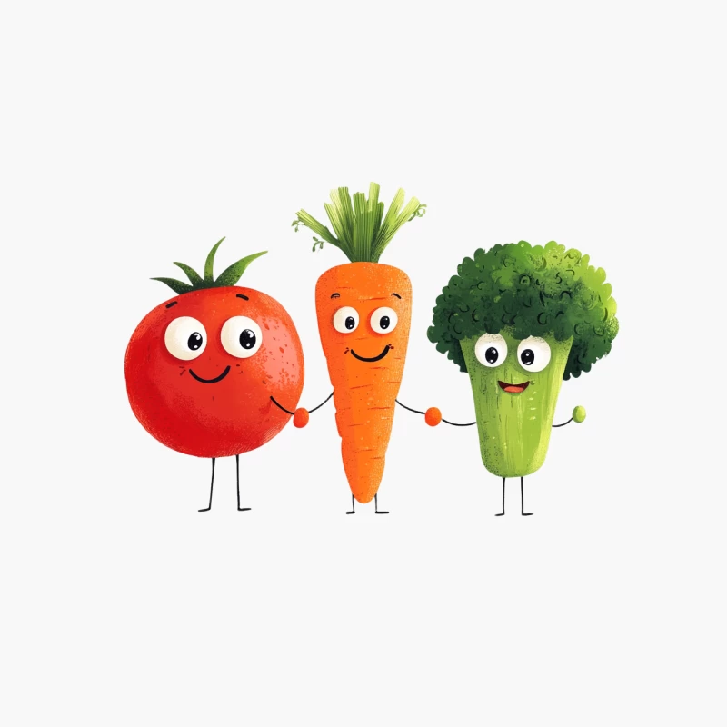 Cheerful Cartoon Vegetables Promote Healthy Eating Cotton Tote Bag